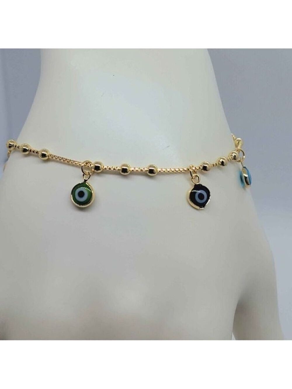 Brand New Brazilian 18k Gold Filled Multi Colors Evil Eye Bracelet - Picture 4 of 6